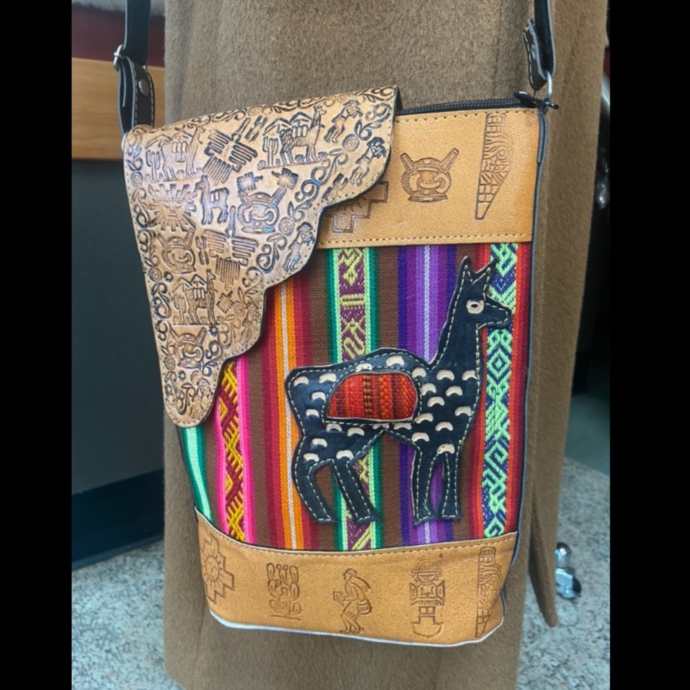 Peruvian crossbody leather purse